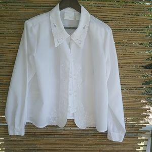 Elisabeth Williams L White Dressy Long Sleeved Top
